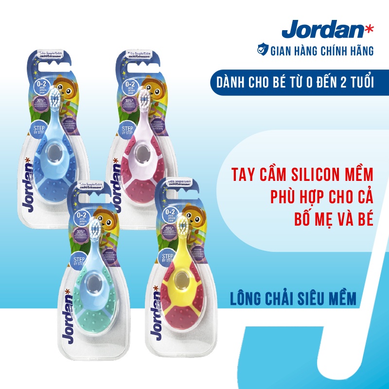 Combo 4 Bàn Chải Đánh Răng Jordan Step 1 (0 - 2 Tuổi), Lông Siêu Mềm