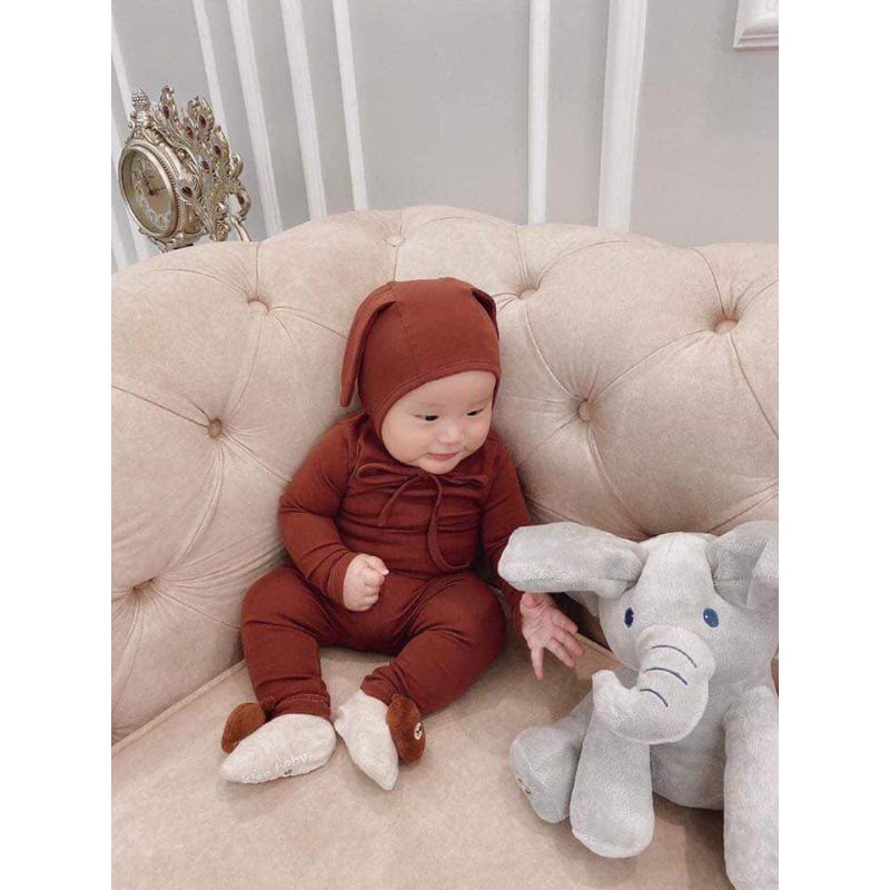 Bộ len tăm mũ tai thỏ cho bé 8-14kg