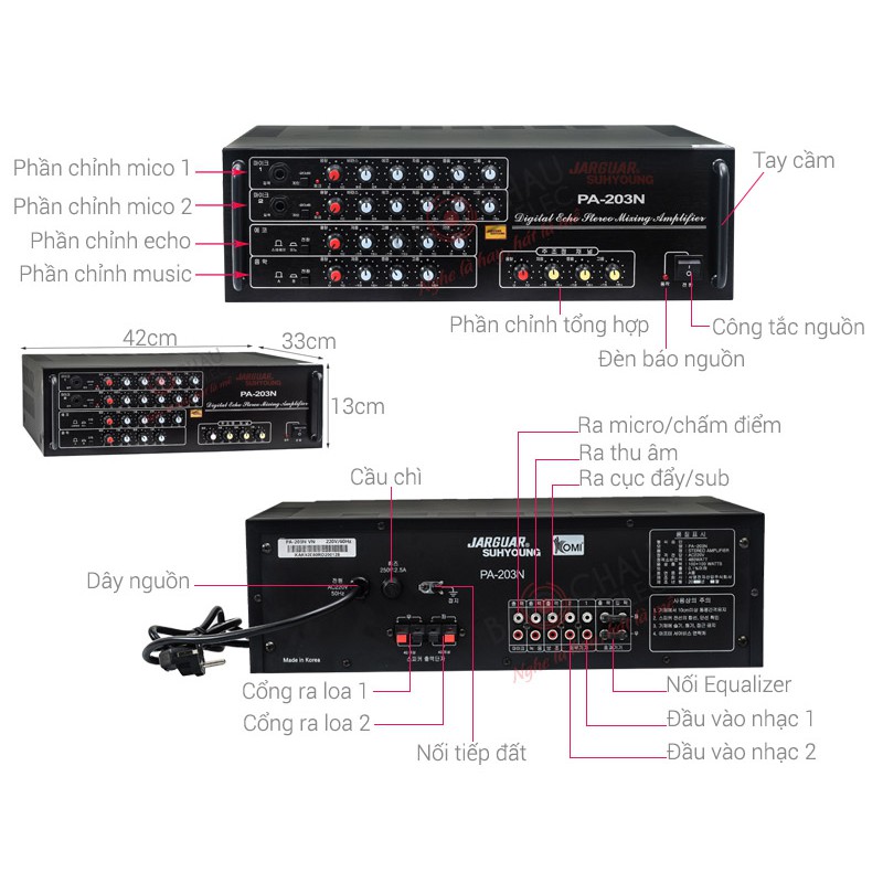 Combo Amply Jarguar 203N và cặp loa California 555