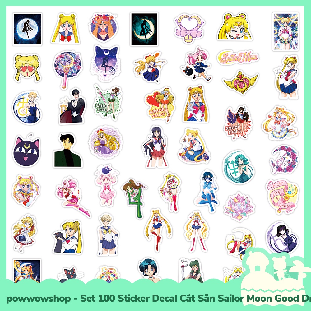 [Sẵn VN - Hỏa Tốc] Set 100 Sticker Mini Decal Dán Trang Trí Vật Dụng Mẫu Thủy Thủ Mặt Trăng Sailor Moon Good Dream