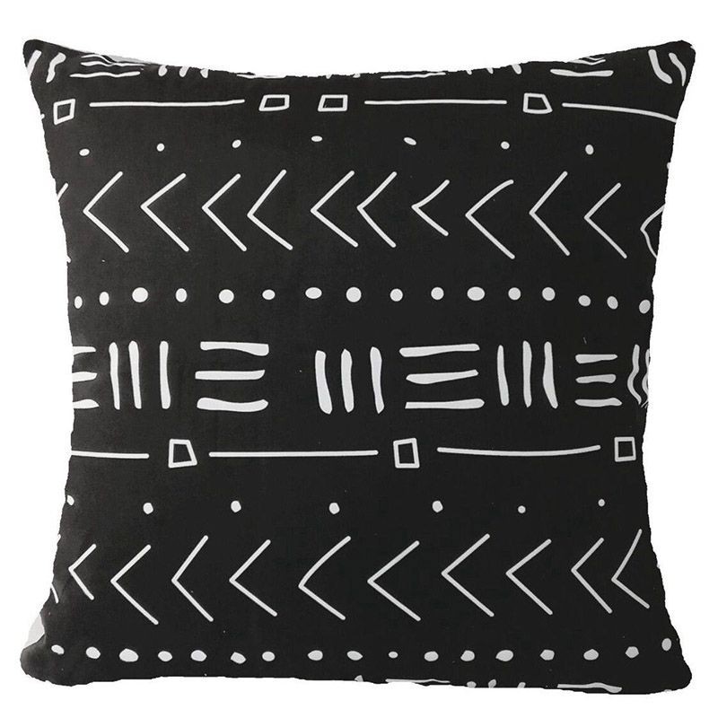 2022 Geometric Cushion Cover Home Sofa Decor Black and White Linen Pillow Case