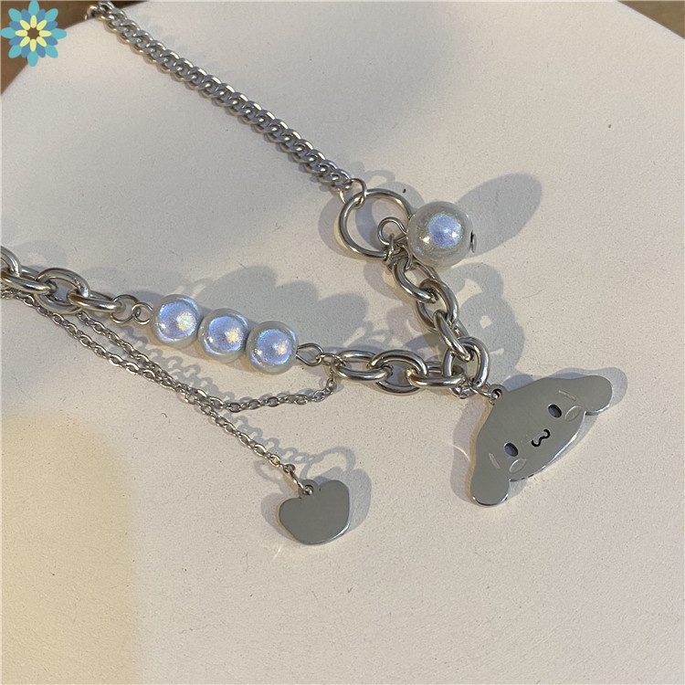 Vòng Cổ Nhiều Lớp Họa Tiết Chú Chó Phản Quang Sang Trọng Thời Trang Hè Thu Cho Nữ