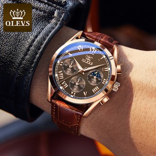 Đồng Hồ Nam dây da Olevs 2871 chính hãng chống nước , sang trọng ,đẳng cấp, chạy Full 6 kim-Gozid.watches