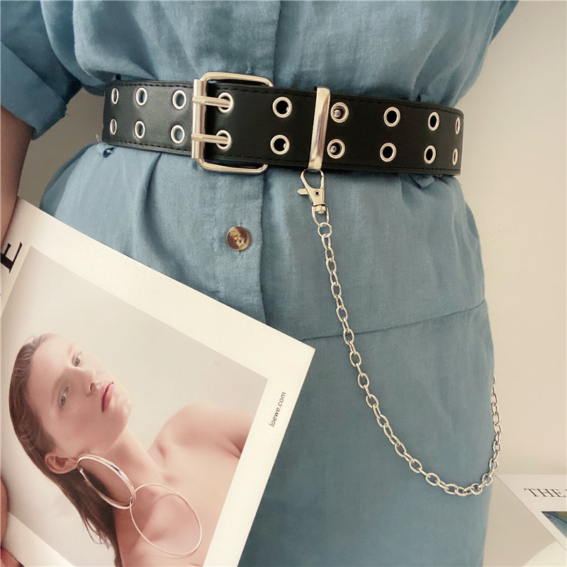 Thắt Lưng Dây Xích Đôi Bằng Kim Loại Thời Trang Đường Phố