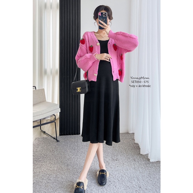Set váy bầu kèm áo khoác SET050 hàng nhập cao cấp shop Young Mom