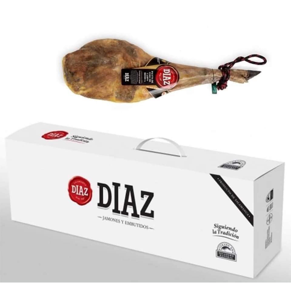 Đùi trước heo muối Serrano kèm kệ đỡ và dao (Loại 5kg) (Đùi lợn trắng) | BigBuy360 - bigbuy360.vn