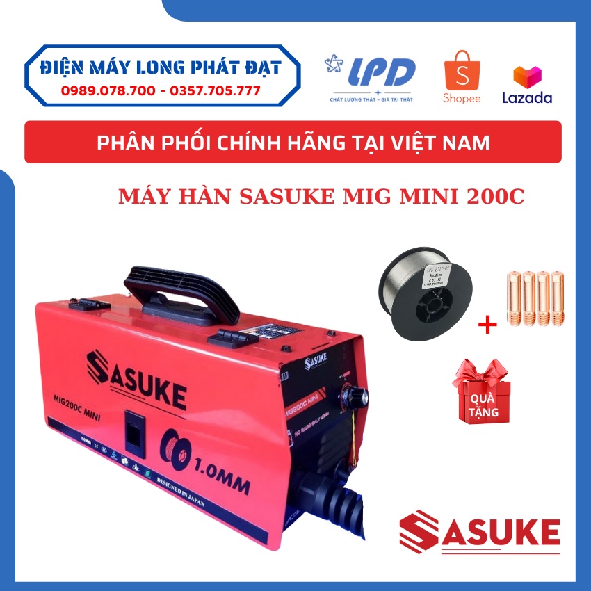 Máy hàn Sasuke & Kenmax MIG mini 200C - Hàn chuyên không khí cuộn dây 1kg - Tặng 1 cuộn dây hàn MIG 1kg