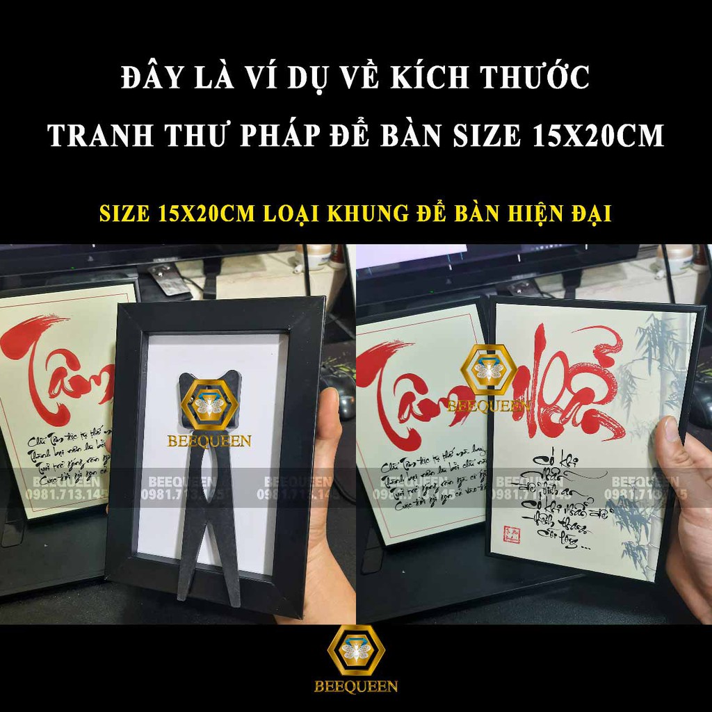 Khung Ảnh Để Bàn Cao Cấp 15x20cm Làm Theo Yêu Cầu - Viền Nhỏ 5mm - Mặt Gỗ - Tặng Kèm Chân Đế