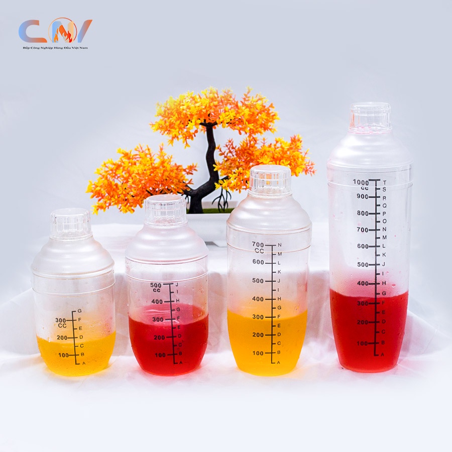 Bình lắc nhựa pha chế shaker trà sữa cocktail PCS580 nhiều dung tích CNV