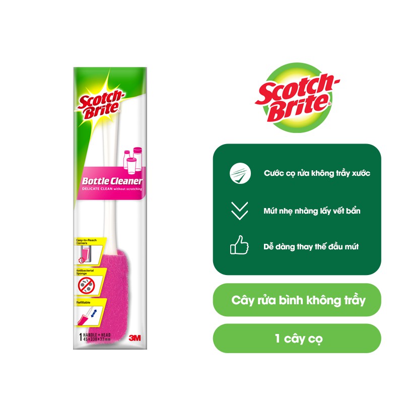 Cây cọ rửa bình, chai lọ Scotch Brite 3M đa năng - Không gây trầy xước