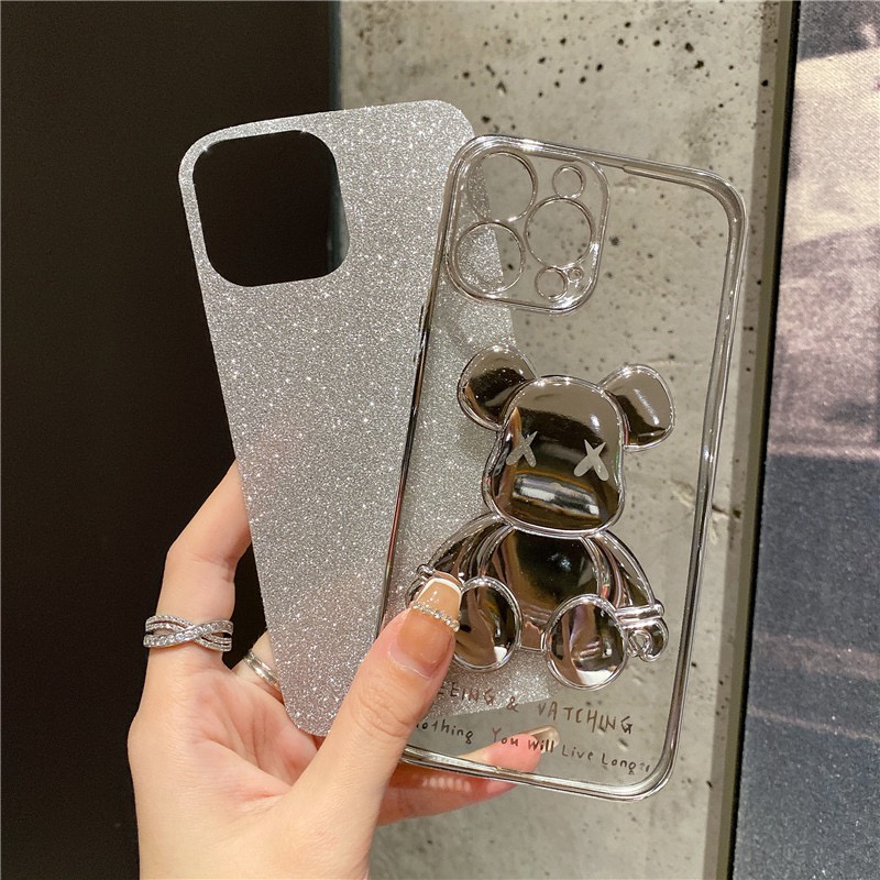 Sang Trọng Ốp Điện Thoại iPhone 14 plus 13 12 11 14 Pro max case ốp lưng điện thoại iphone 14 promax Mềm Bảo Vệ Toàn Diện Chống Sốc In Họa Tiết Gấu Lấp Lánh Dành Cho ip 11 12 13 14 pro max premium