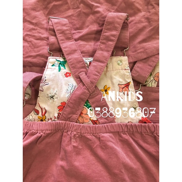 Váy Yếm Chất Nhung Tăm Màu Hồng ZR Bé Gái