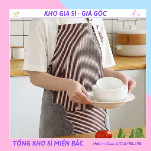 ❌GIÁ SỈ❌Tạp dề phong cách hàn quốc có khăn lau tay bên hông, tạp dề chống thấm nước 88207