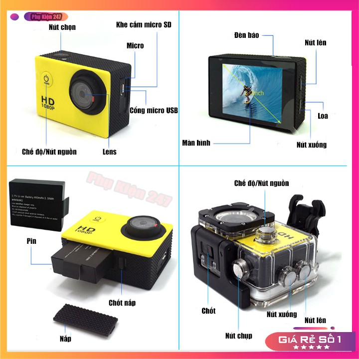 Camera Hành Trình💥Freeship💥Giảm 40k Khi Nhập [CAMERA MINI] - Camera Hành Trình Thể Thao Chống Nước Full HD 1080P | BigBuy360 - bigbuy360.vn