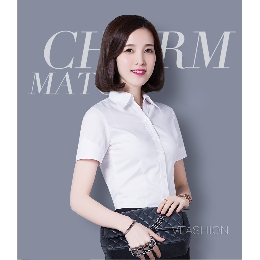 Combo 2 sơ mi Ngắn Nữ Trắng+Ngắn Nữ Xanh Nhạt | BigBuy360 - bigbuy360.vn