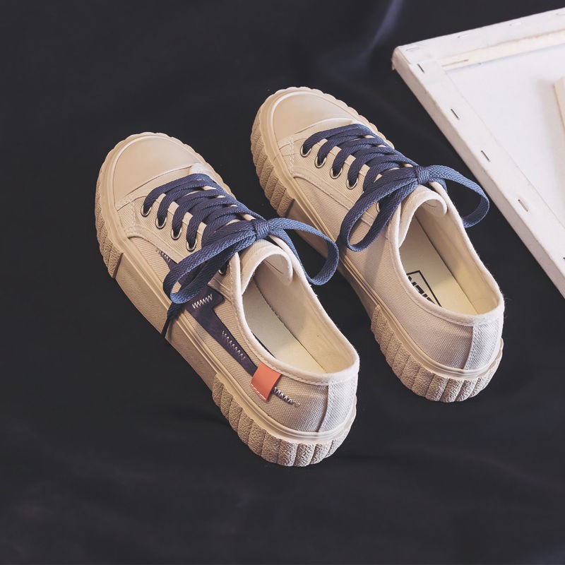 Giày Canvas Thiết Kế Cổ Thấp Màu Trắng Kiểu Dáng Trẻ Trung Năng Động | BigBuy360 - bigbuy360.vn