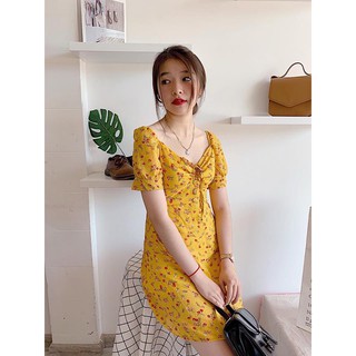 ĐẦM VÀNG HOA NÚT BỌC - HÀNG QC