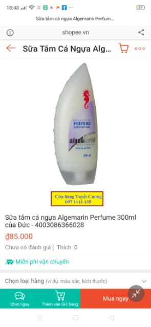Sữa tắm Hải Mã Algemarin Wellness 300ml CHÍNH HÃNG -TẶNG XÀ PHÒNG TRẮNG DA THÁI LAN