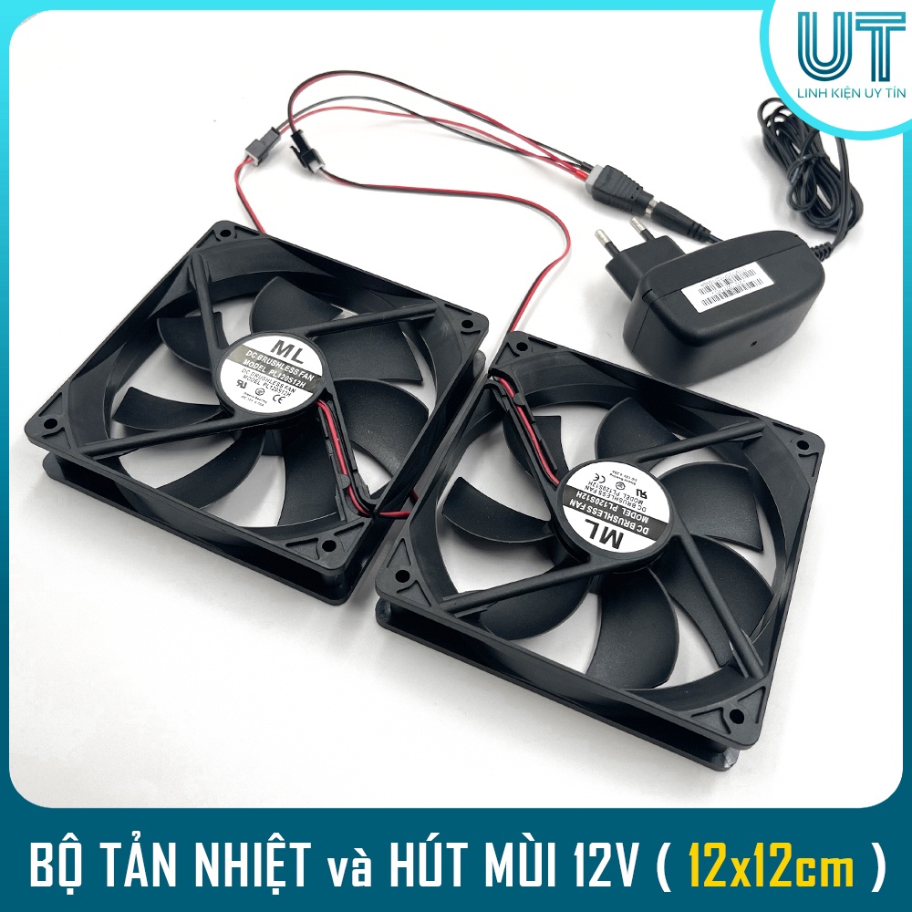 Bộ Combo 2 quạt hút mùi và tản nhiệt 12V 3000 vòng/phút - Tản nhiệt cho máy tính, hút mùi hút khói