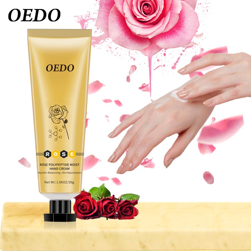 Kem chiết xuất hoa hồng OEDO làm trắng và dưỡng da tay + 2 mặt nạ tẩy tế bào chết cho da chân mềm mại sạch sẽ