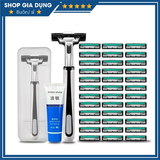 Bộ Dao Cạo Râu Gồm 1 Bàn Cạo Râu + 36 Lưỡi +  1 Lọ Kem