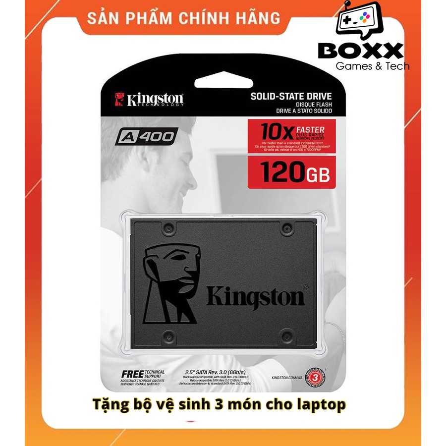 Ổ cứng SSD 120GB Kingston A400 - Chính hãng Bảo hành 36 tháng.( Quà Tặng bộ Vệ Sinh 3 Món )