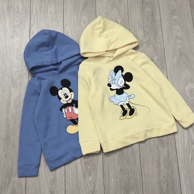 Áo dài tay bé gái -Set 2 áo nỉ hoodie Mickey cho bé trai bé gái size 2-10y