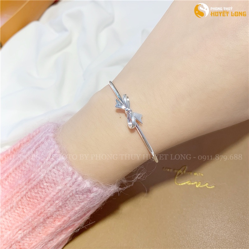 Lắc Tay Nữ Bạc s925 Mẫu Hình Nơ LBN003, Vòng Tay Bạc Nữ Hàn Quốc Có Thể Thay Đổi Kích Cỡ Sang Trọng, Thời Trang