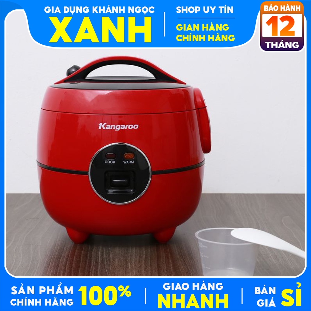 Nồi cơm điện Kangaroo 1.2 lít KG822 đỏ-Chính Hãng Mới 98-99%-.lòng nồi 2 lớp, tráng men chống dính-công nghệ nấu 3D