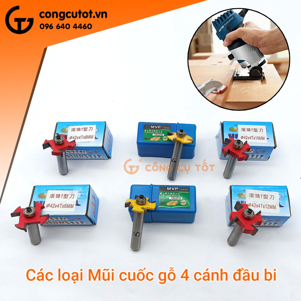 Mũi cuốc gỗ 4 cánh đầu bi chân 12.7mm
