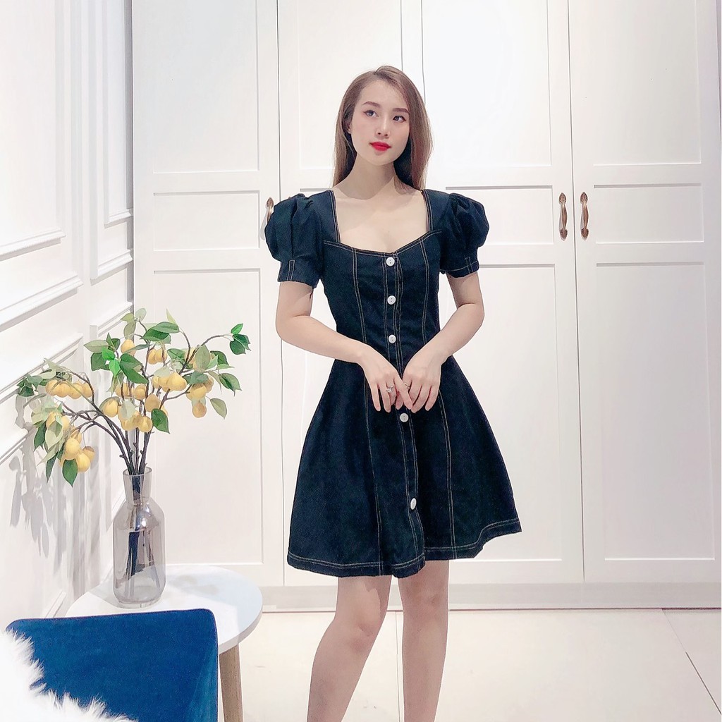 Đầm - Váy Tay Bồng Chỉ Nổi Viền Chất Liệu Thô Mài Cao Cấp Thích Hợp Cho Các Nàng Đi Tiệc Hoặc Đi Chơi | BigBuy360 - bigbuy360.vn