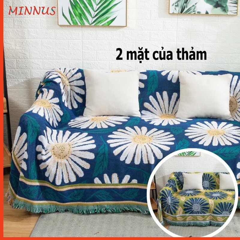 Khăn phủ Sofa, Thảm thổ cẩm vintage trang trí phòng khách kích thước 1m8x2m3