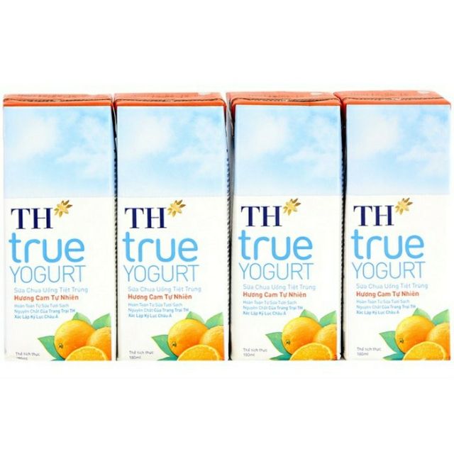 sữa TH True milk trắng, cam, dâu, việt quất lốc 4 hộp* 180ml