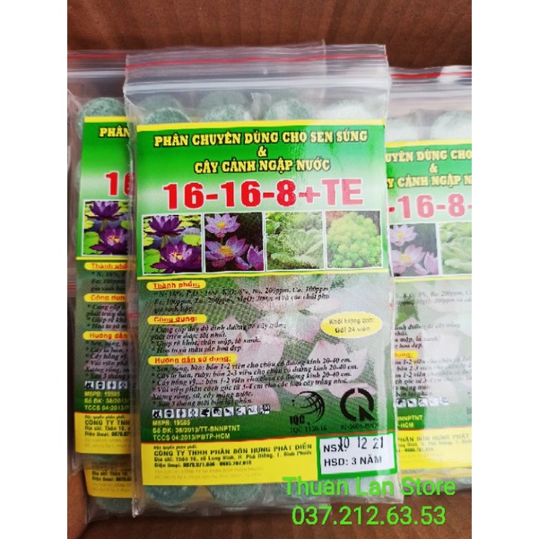 Gói 24viên Phân Bón Chuyên Dùng Cho Sen, Súng và Cây Cảnh Ngập Nước 16-6-8+TE