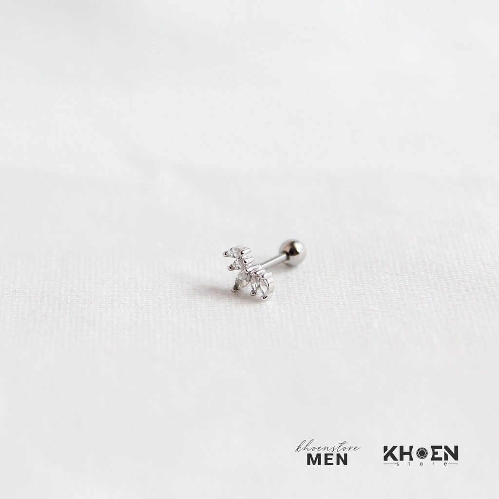 (1 Chiếc) Khuyên tai Đá zircon 5 tia - Khoen Store