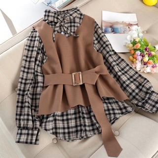 Set áo gile và áo sơ mi ulzzang