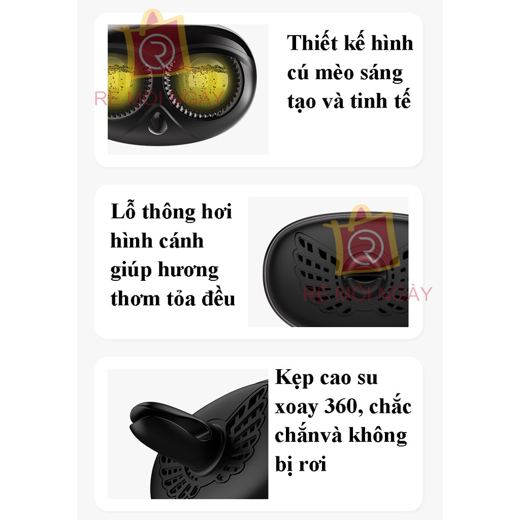 Nước hoa để cài cửa gió xe hơi, ô tô hình đầu cú độc đáo và sang trọng