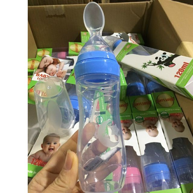 Bình Thìa Ăn Dặm Silicon cho bé nhiều mẫu 90ml 120ml