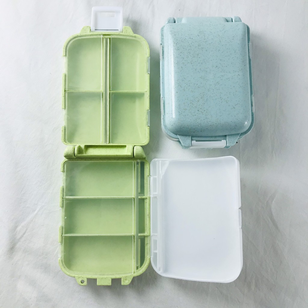 &lt;Tặng Sticker&gt; Hộp Khay Đựng Thuốc Phụ Kiện Trang Sức Chia 7 Ngăn Du Lịch Màu Lúa Mạch Nắp Nhựa Chống Thấm U106