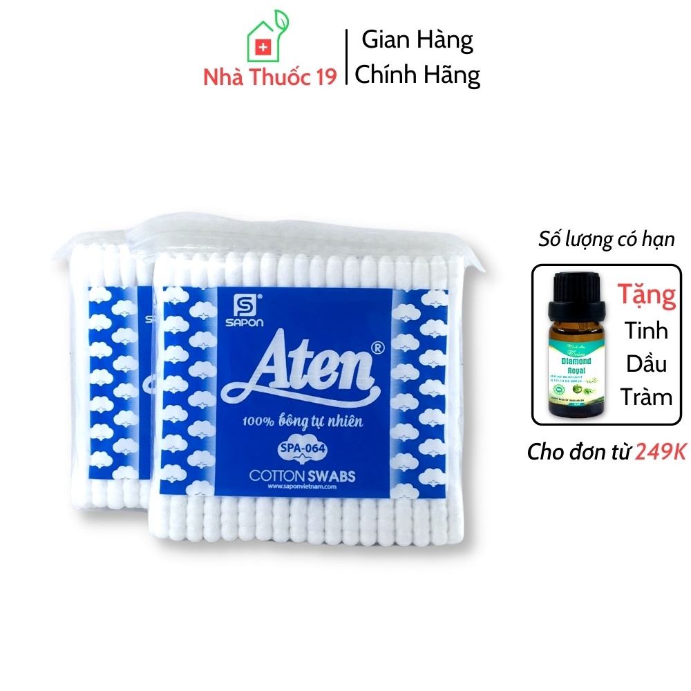 Tăm Bông Aten Kháng Khuẩn  NGƯỜI LỚN VÀ TRẺ EM   Vệ Sinh Tai Mũi, Bông Ngoáy Tai Aten An Toàn Tiêu Chuẩn Thụy Sĩ