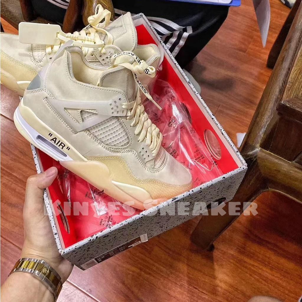 Giày Air Jordan 4 x Off-White "Sail" [Best #H12] ' , ˇ :