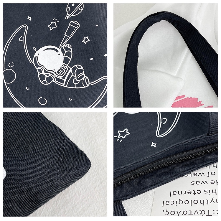 Túi tote đeo vai nữ vải canvas đi học, đi chơi phong cách dễ thương cá tính hài hước