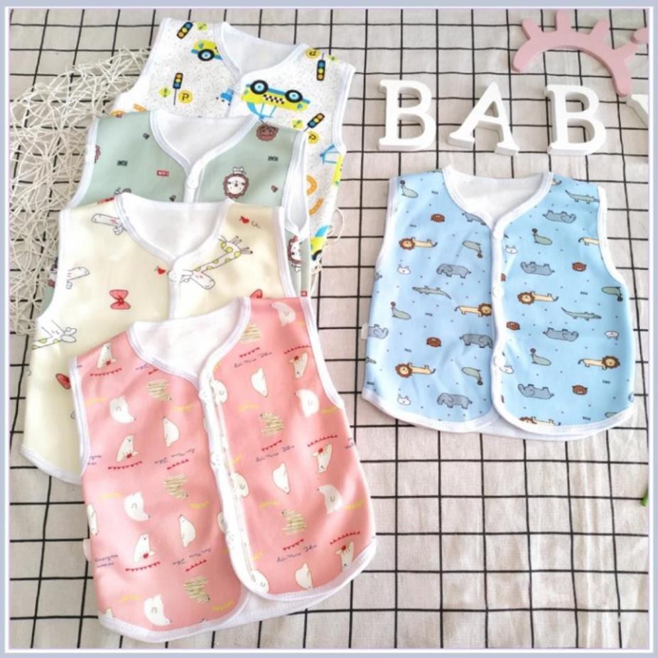 Áo gile nỉ lót bông ấm áp họa tiết màu sắc dễ thương cho bé (3-13kg)