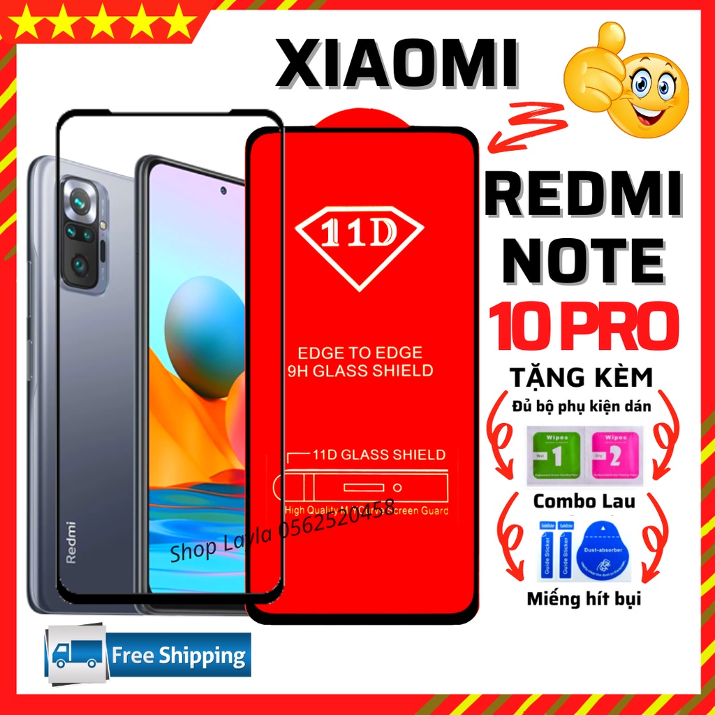 💠CAO CẤP💠 Kính Cường Lực Xiaomi Redmi Note 10 Pro - Full màn hình 111D và trong suốt - Độ cứng 10H.