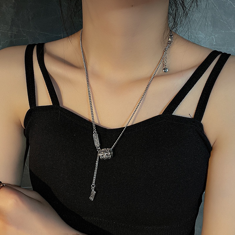 Dây Chuyền Thép Titan Mặt Bàn Tính Phong Cách Retro Thời Trang