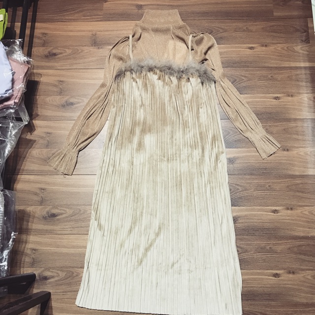 Set vay dập li viền lông thỏ