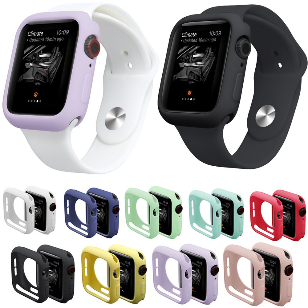 Ốp tpu silicon siêu mỏng màu kẹo thích hợp cho Apple Watch Series 7 6 Se 5 4 3 2 1 Iwatch 45mm 41mm 40mm 44mm 38mm 42mm