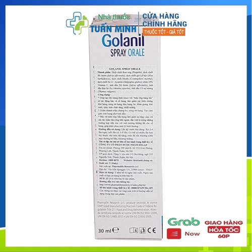 Xịt Họng Fitobimbi Golanil Spray Orale Hỗ Trợ Giảm Ho, Đau Rát Họng Ngăn Ngừa Vi Khuẩn Gây Hại Lọ 30ml