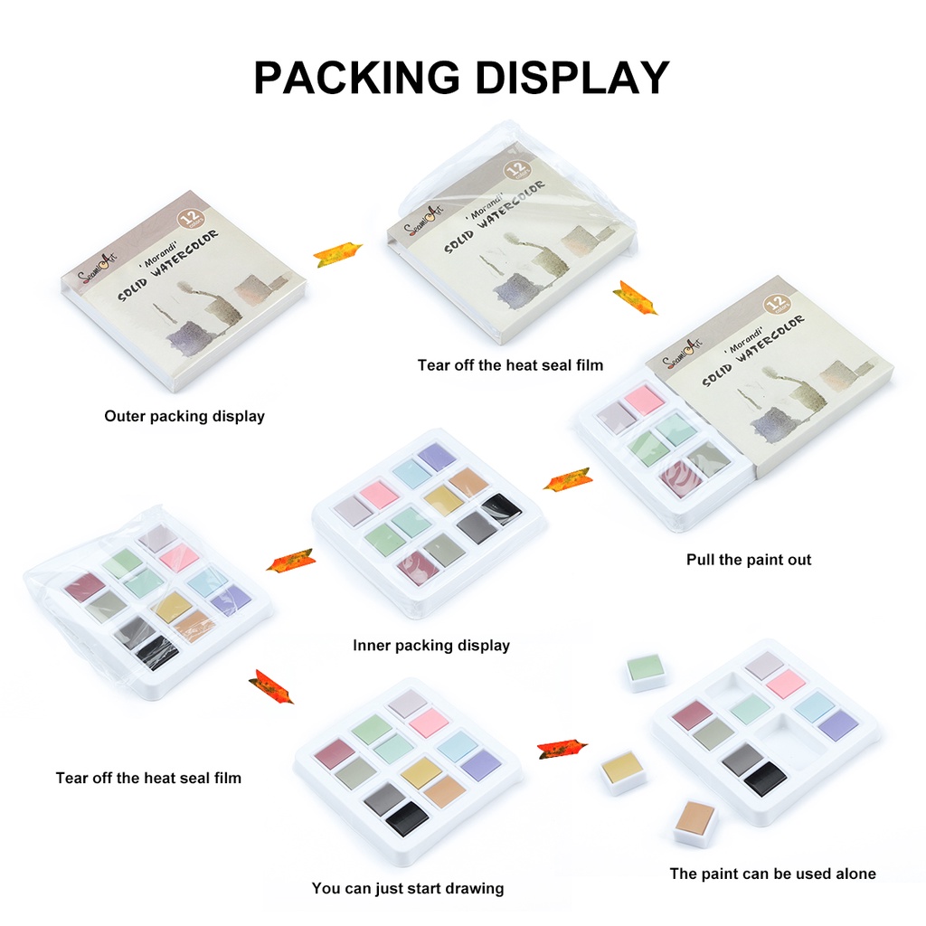 Hộp màu nước SeamiArt 12 màu Morandi bằng thiếc dùng cho vẽ hoạt hình và tranh chân dung