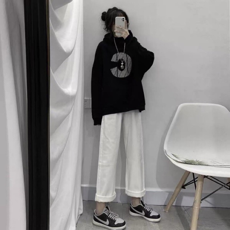 Quần jean bò ống rộng suông xuông nữ jeans cạp cao phong cách Hàn Quốc sành điệu style năm 2022